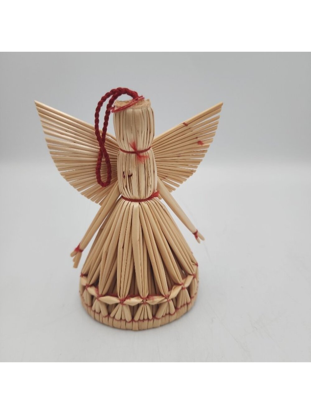 Vintage Scandinavian Straw Christmas Angel Tree Topper 4.75"